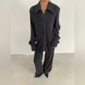 BNWOT Soft Cable Knit Ribbed Corduroy Sweater Pants Matching Set in Charcoal OS
